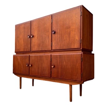 Teak Highboard with Round Handles For Sale