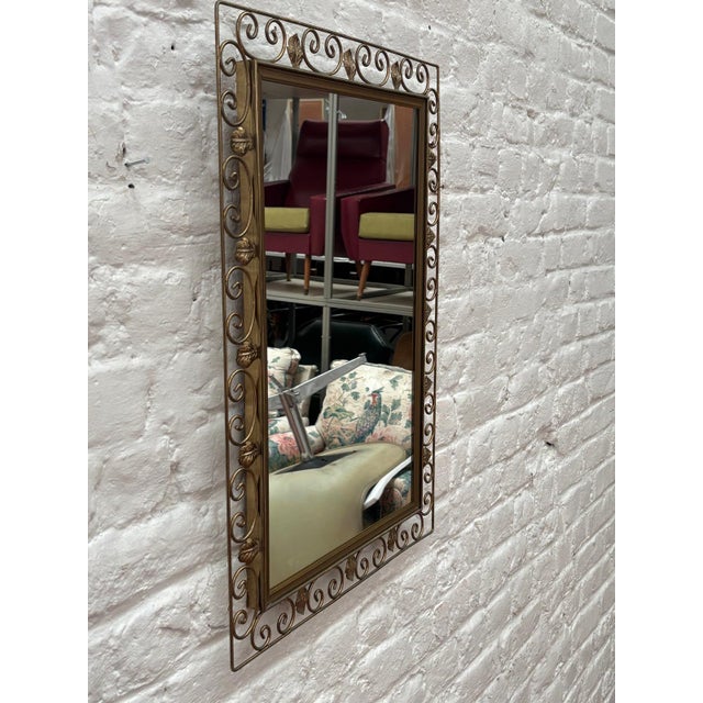 1950s Rectangular Mirror with Brass Frame, 1960s For Sale - Image 5 of 7