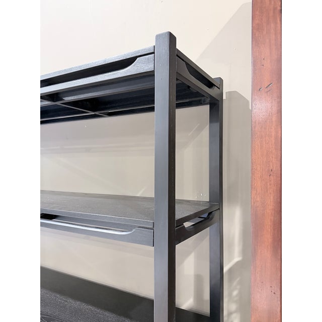 Mid-Century Modern Arhaus Brock Dark Twilight Ash Wood Open Bookcase Cabinet For Sale - Image 3 of 10