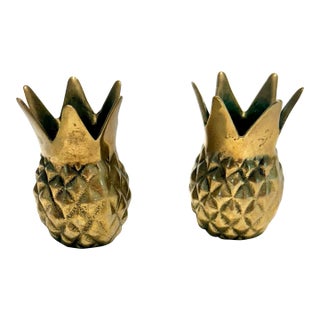 MCM Andrea by Sadek Solid Brass Pineapple Candlestick Holders For Sale