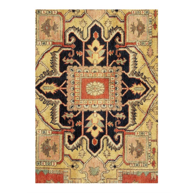 Indo Serapi design rug. Handmade Hand-knotted in fine lambswool. Lamb's Wool on a Cotton Foundation Vegetable Dyed Hand-...