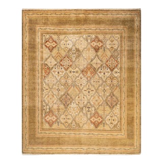 Vintage Traditional Hand Knotted Wool Area Rug, Olive - 7'9" X 8'1" For Sale