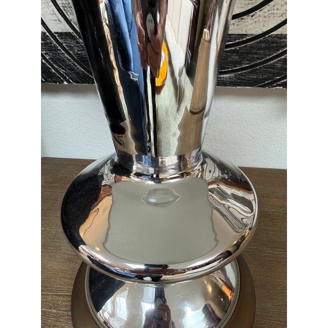 Metal Chrome + Brass Modernist Table Lamp For Sale - Image 7 of 12