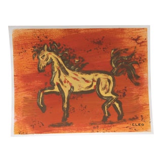 Horse Impressionist Expressionist Sienna Sepia Naples Yellow Original Painting by Cleo Plowden For Sale