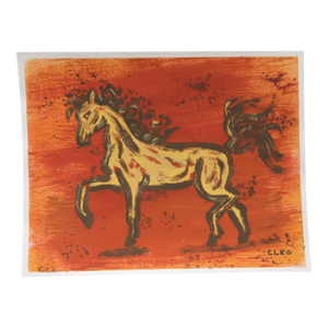 Horse Impressionist Expressionist Sienna Sepia Naples Yellow Original Painting by Cleo Plowden