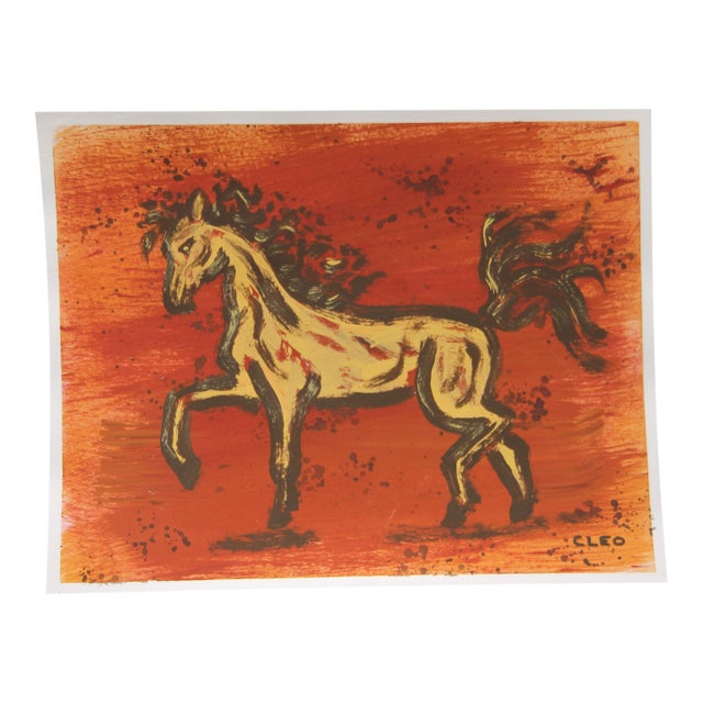 Horse Impressionist Expressionist Sienna Sepia Naples Yellow Original Painting Cleo Plowden For Sale