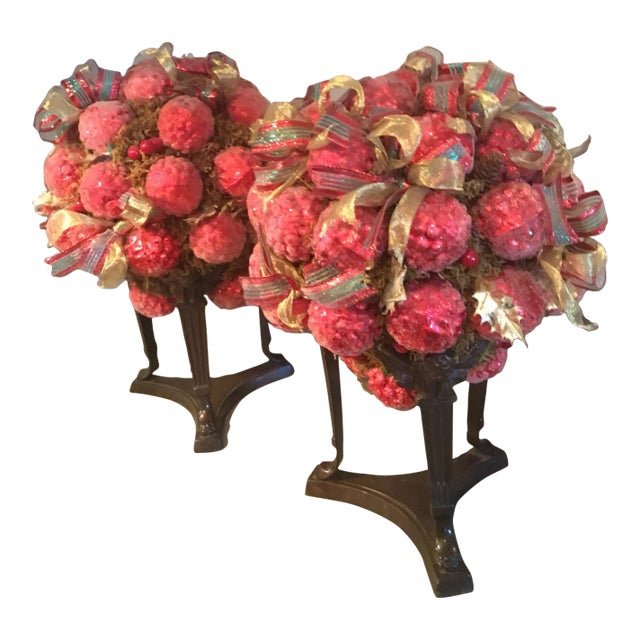1990s Christopher Radko Raspberry Topiaries , Pair For Sale