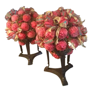 1990s Christopher Radko Raspberry Topiaries , Pair