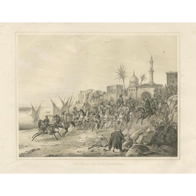 Heinrich von Mayr, Procession of Mehmed Ali Pasha on the Nile, 1846, Steel Engraving For Sale - Image 3 of 10