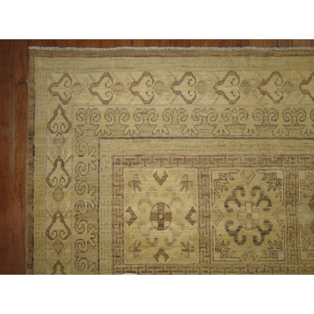 Neutral Vintage Zabihi Collection Room Size Khotan Rug For Sale In New York - Image 6 of 6