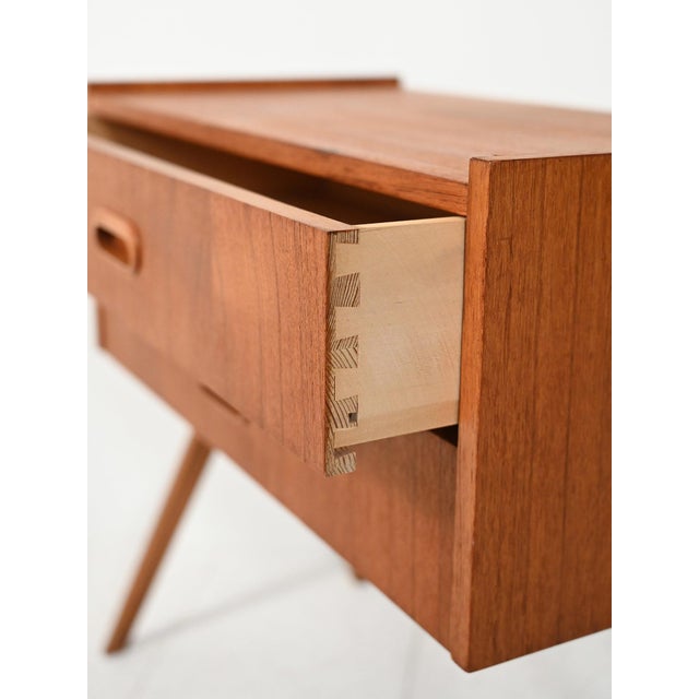 Wood Scandinavian Teak Bedside Table with Two Drawers, 1960s For Sale - Image 7 of 9