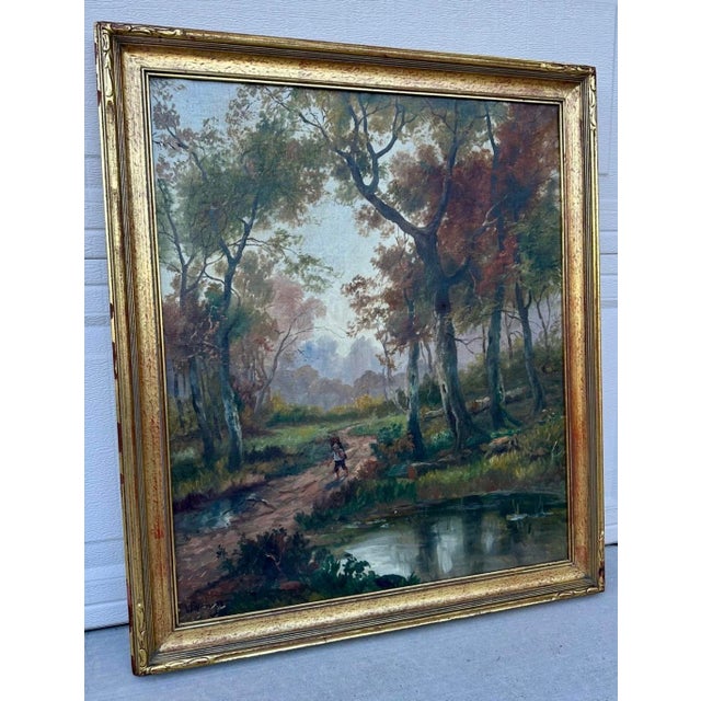 19th Century Hudson River School Style Landscape Oil Painting Attributed to Andrew W. Warren For Sale - Image 14 of 18