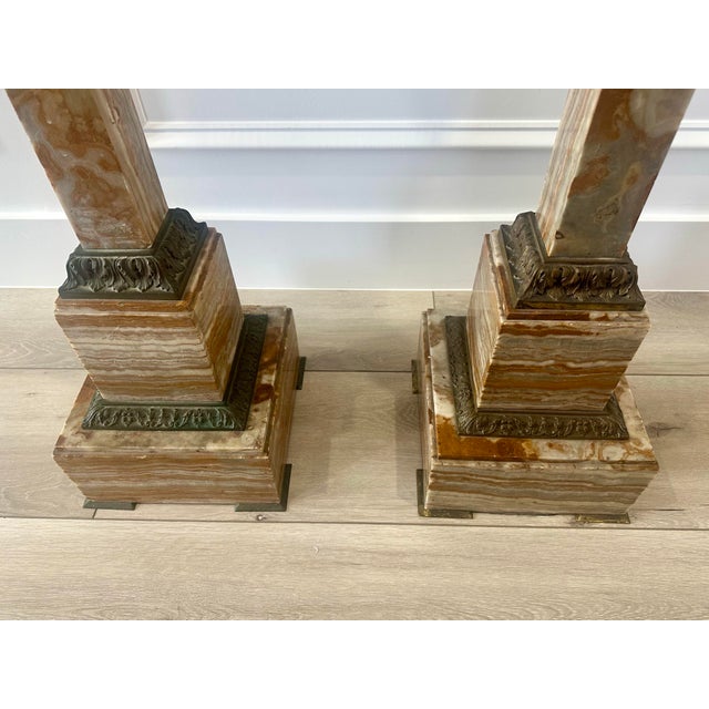 Sand Pair 19th Century French Onyx Pedestals W/Bronze Mounts For Sale - Image 8 of 12