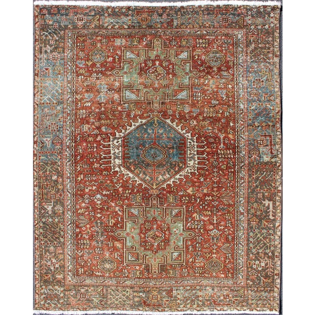 Antique Persian Karadjeh Rug With Geometric Medallions and Tribal Motifs 4'10 X 6'5 For Sale - Image 13 of 13
