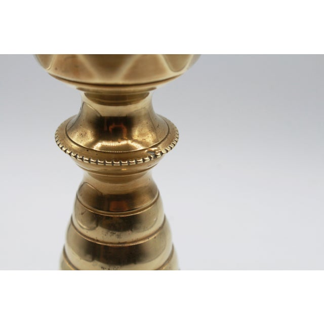 1893 Design Registry Mark Pair of English Brass Candlesticks For Sale - Image 4 of 8