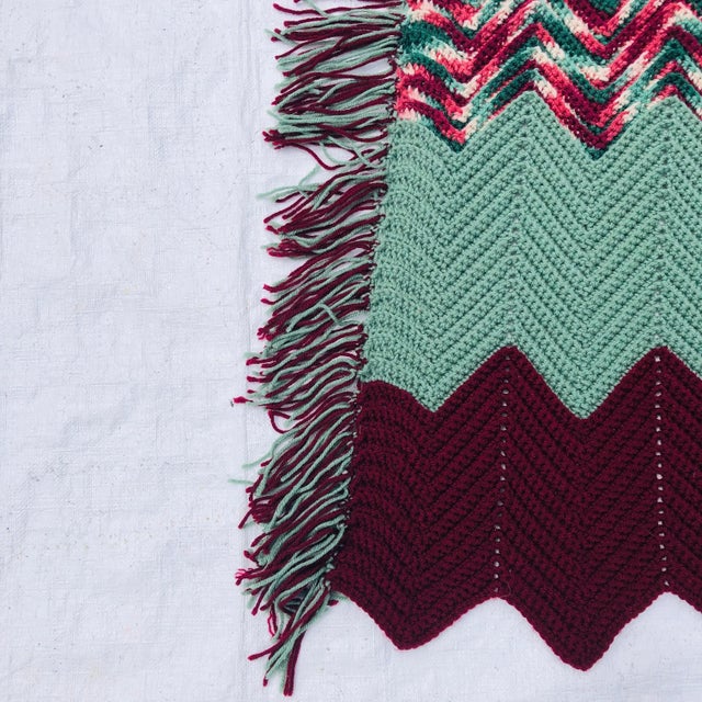 Contemporary Hand Crochet "Zig-Zag" Pattern Bed Cover For Sale - Image 4 of 7