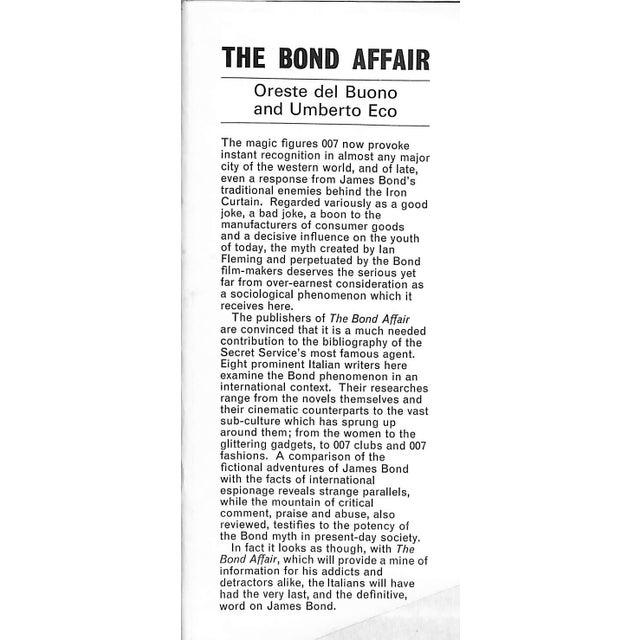 "The Bond Affair" 1966 Del Buono and Eco, Umberto For Sale - Image 4 of 5