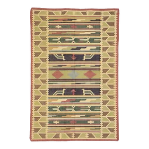 Vintage Indian Stone Wash Dhurrie Rug - 03'10 X 05'09