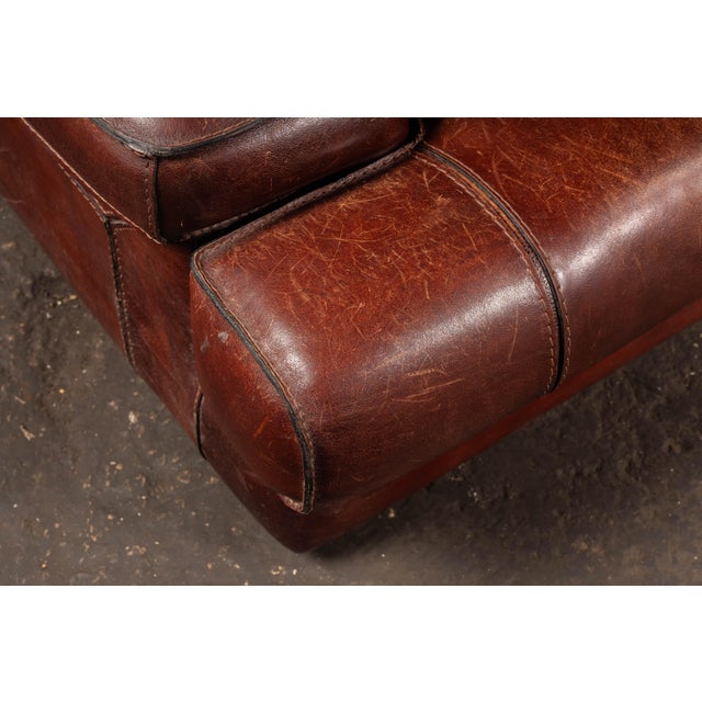 Pair of Mid 20th Century Italian-Inspired Leather Lounge Chairs in Red For Sale - Image 15 of 16