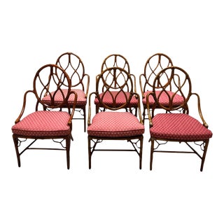 Mid 20th Century McGuire Bamboo and Rattan Dining Chairs - Set of 6 For Sale