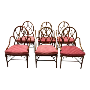 Mid 20th Century McGuire Bamboo and Rattan Dining Chairs - Set of 6