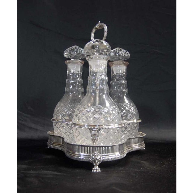 Cut Glass and Silver-Plated Decanter with Tantalus, Set of 3 For Sale - Image 4 of 13