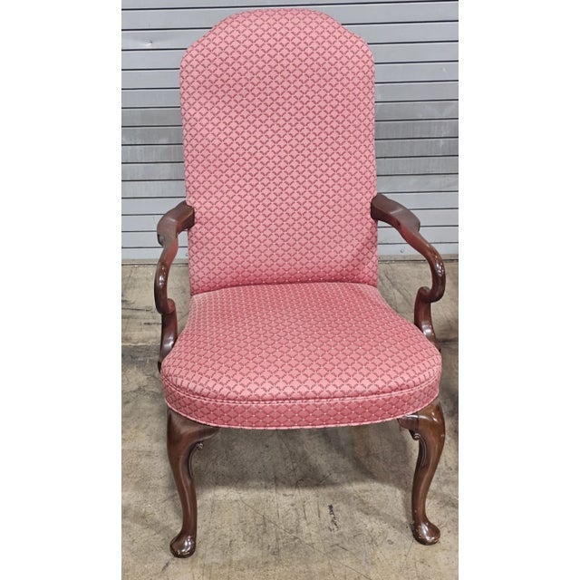 Kittinger Late 20th Century Pair of Kittinger Williamsburg Queen Anne Style Mahogany Open Arm Chairs For Sale - Image 4 of 9