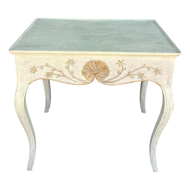 18th C Style Swedish Rococo Painted Side Table For Sale
