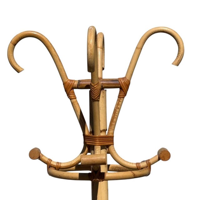 Vintage Rattan Coat Rack, 1960s For Sale - Image 4 of 11