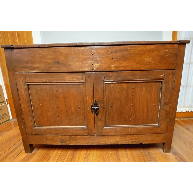 French Provincial Antique French Provincial Rustic Pine & Fruitwood Lift-Top Buffet Sideboard For Sale - Image 3 of 11
