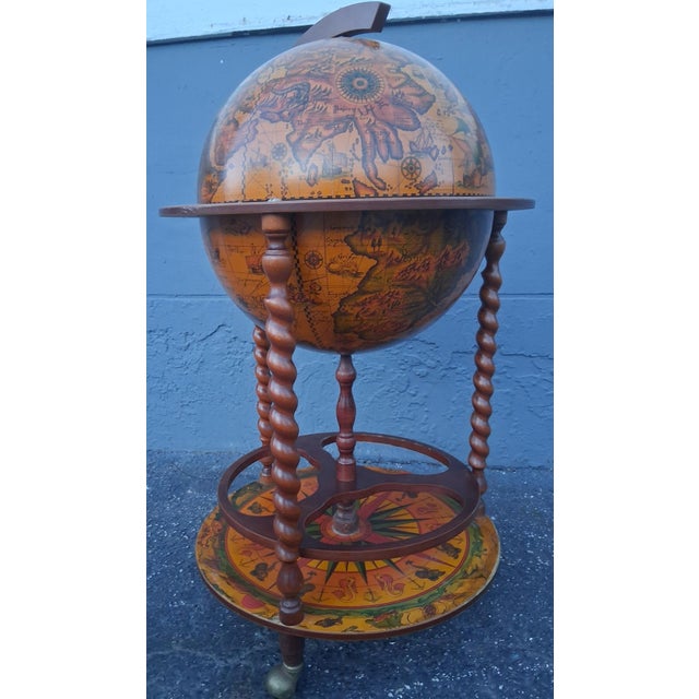 Mid Century World Globe Dry Bar For Sale In Miami - Image 6 of 12