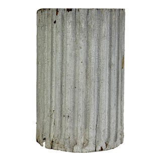 Stupendous Architectural Salvaged & Distressed Chunky Wooden Fluted Display Pedestal Column With Original White Paint For Sale