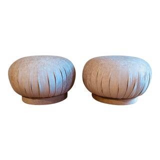 Postmodern Pouf Ottomans Refreshed in Knoll Fabric, Attr. To Vladimir Kagan for Directional For Sale