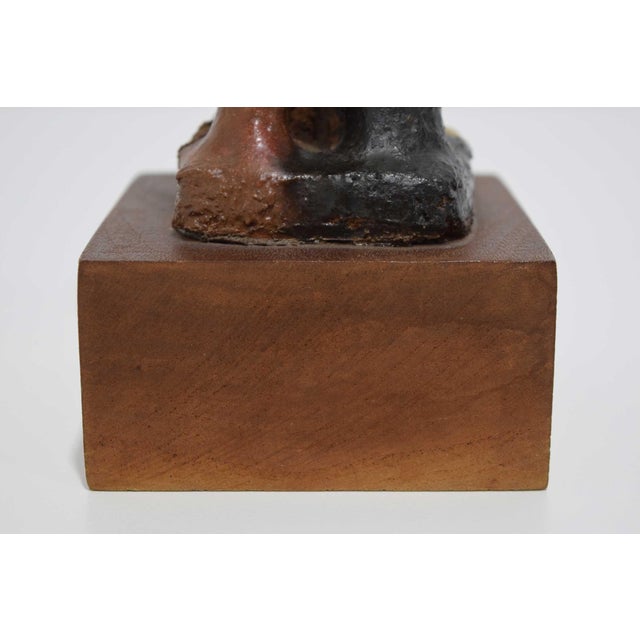 Brown 20th Century Signed Ceramic Figure Sculpture For Sale - Image 8 of 10