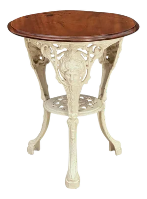 English Pub Table With Wood Top and Cast Iron Base