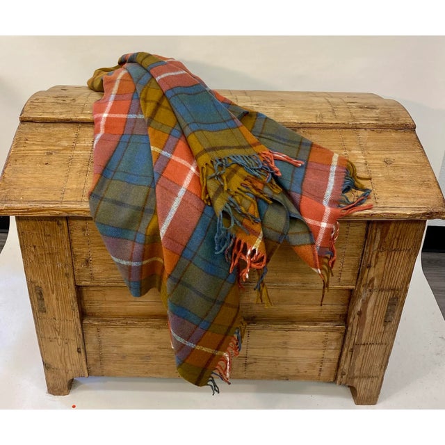 Soft Merino Lambswool Throw in a Colorful Modern Plaid Pattern - Made in England For Sale - Image 10 of 11