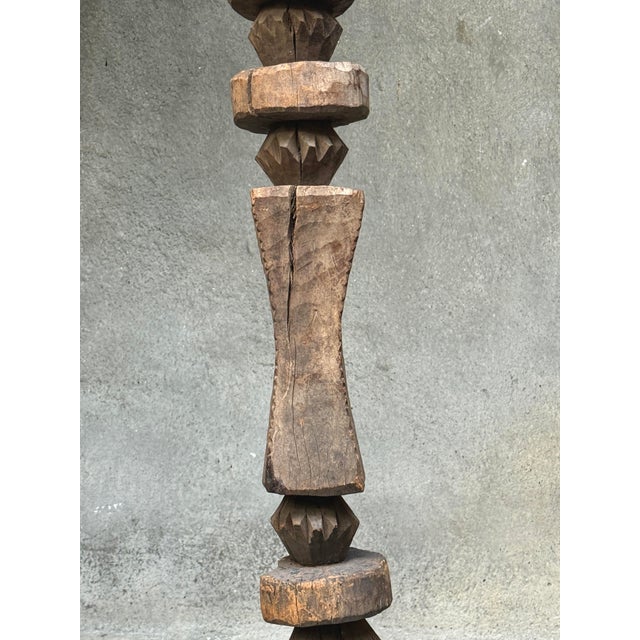 Large Antique Abstract Hand-Carved Nupe House Post on Custom Stand For Sale In Philadelphia - Image 6 of 12