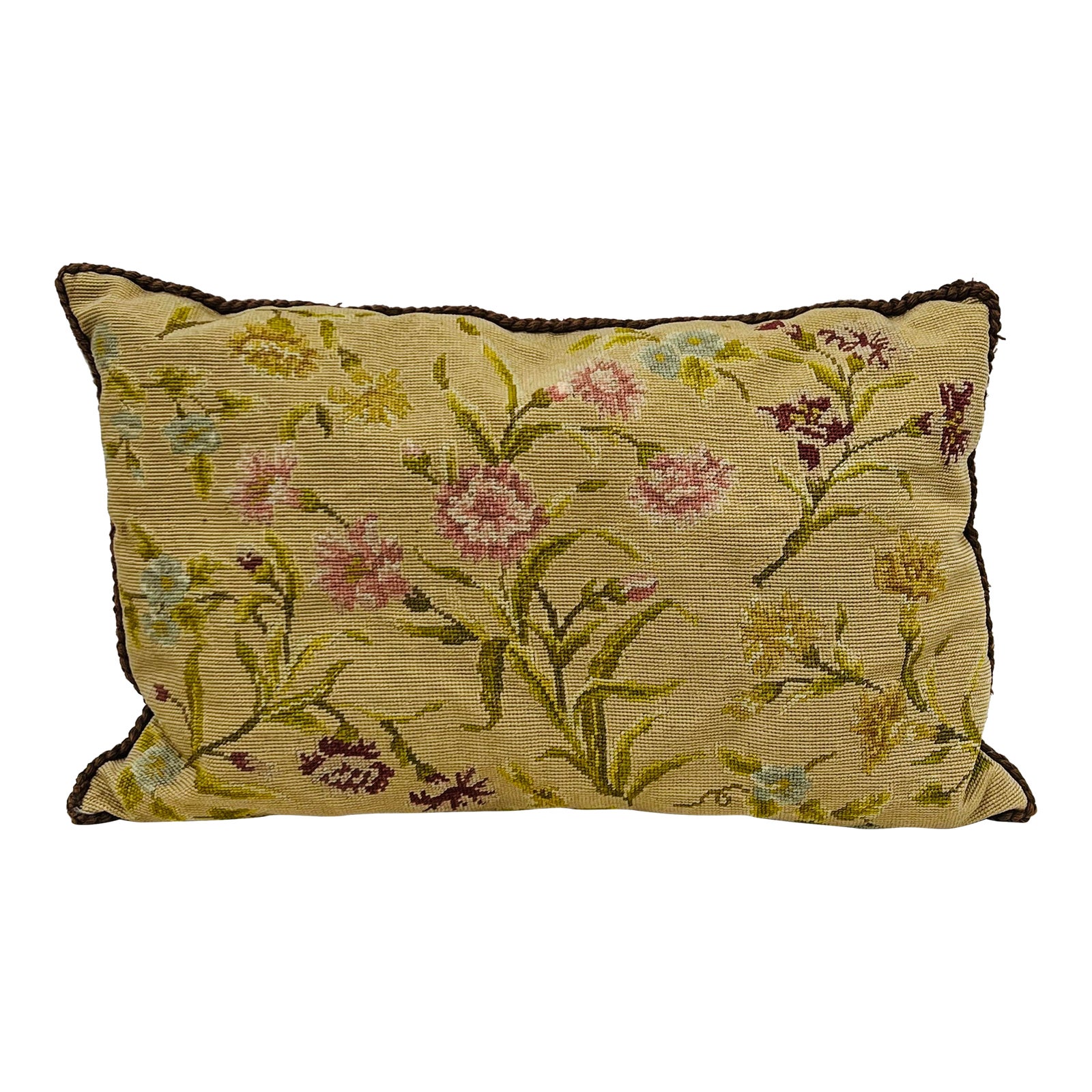 Needlepoint Lumbar Pillow With Wildflower Design Chairish