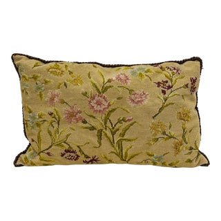 Needlepoint Lumbar Pillow With Wildflower Design For Sale