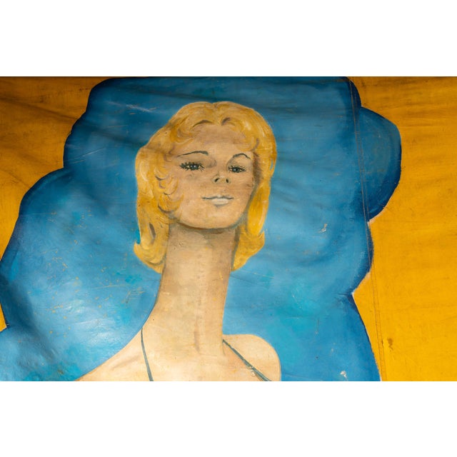 Mid-20th Century “Long Necked Lady From Burma” Carnival Sideshow Banner For Sale - Image 4 of 10