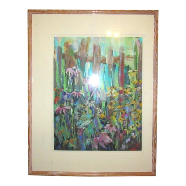 Colorful Garden Framed Painting For Sale