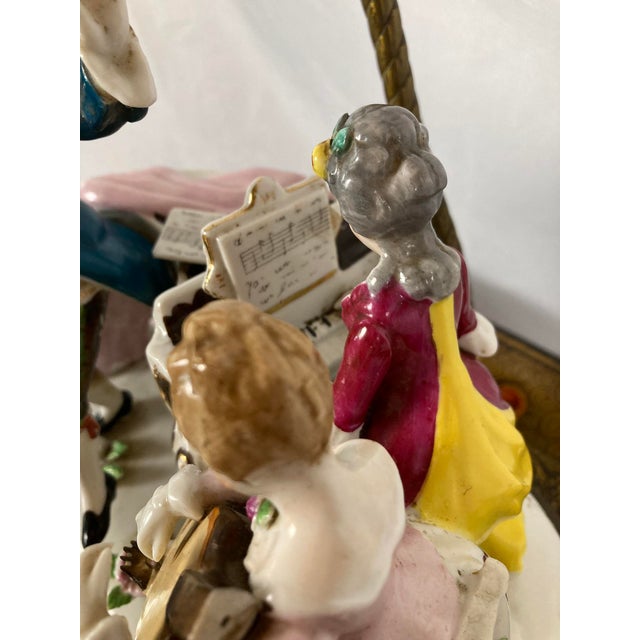 Vintage Musical Continental Porcelain Figurine Group Lamp Dresden Style For Sale - Image 4 of 17