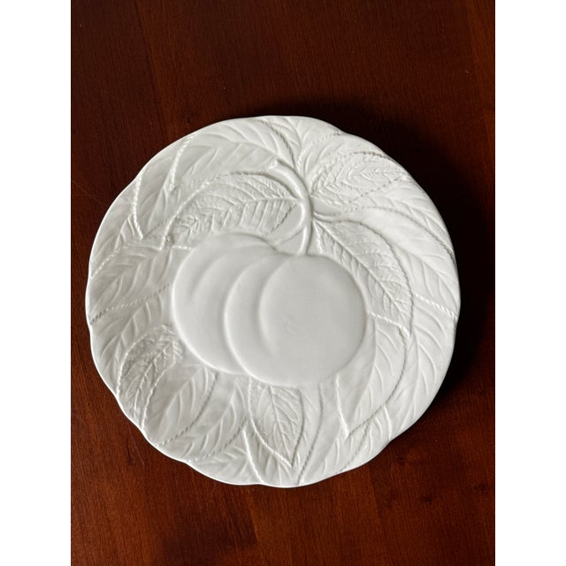 1970s White Majolica Style Fruit Plates— Set of Four For Sale - Image 10 of 12