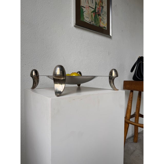 Metal Vintage Silver-Plated Metal Fruit Bowl, 1970s For Sale - Image 7 of 18
