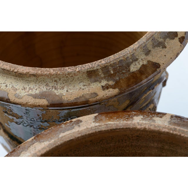 Terra Cotta Antique French Glazed Terracotta Anduze Planters, Signed For Sale - Image 8 of 18