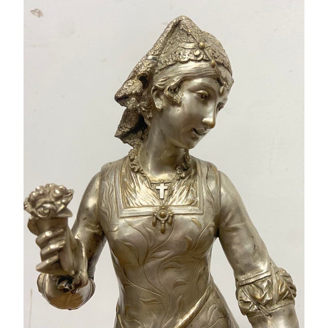 Belle Époque Silvered Bronze Sculptures from Adrien Etienne Gaudez, 1890s, Set of 2 For Sale - Image 3 of 14