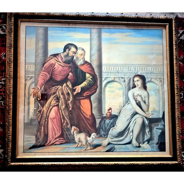 Susanna and the Elders, Tempera and Watercolor on Paper, 19th Century For Sale - Image 16 of 16