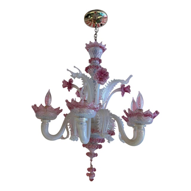 Rose & Cream Murano Floral Chandelier For Sale