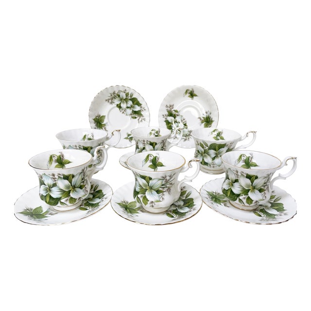 Vintage Trillium Set for Six People from Royal Albert, 1980s, Set of 12 For Sale