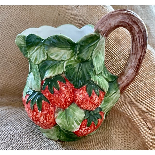 Vintage Bassano HandPainted Ceramic Strawberry Pitcher Chairish